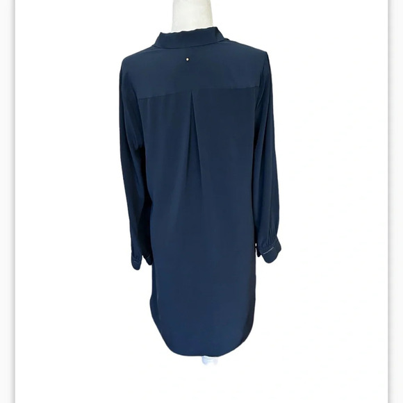 Cuyana 100% Silk Shirt Button Down Long Sleeve Dress Navy size M like new - Picture 4 of 14